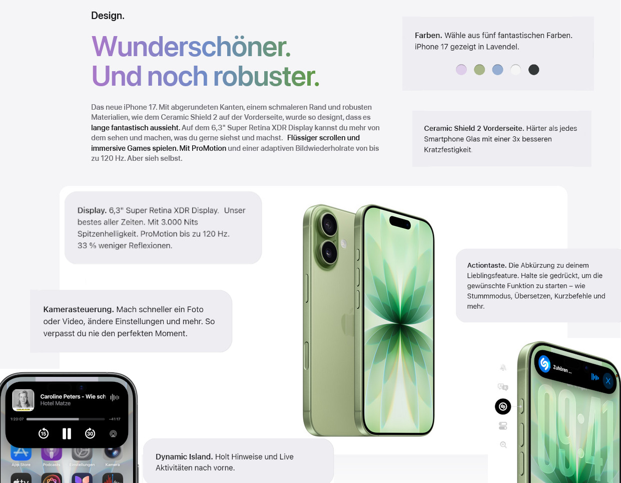 iPhone 17 Design mit Ceramic Shield, Dynamic Island und Action Button