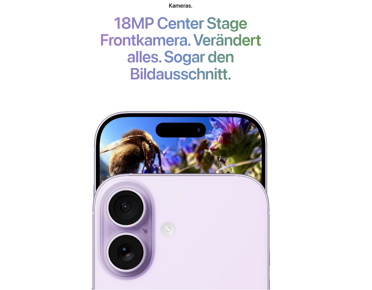 iPhone 17 Hauptkamera 48 MP mit 2x Telezoom und Ultraweitwinkel mit höherer Auflösung
