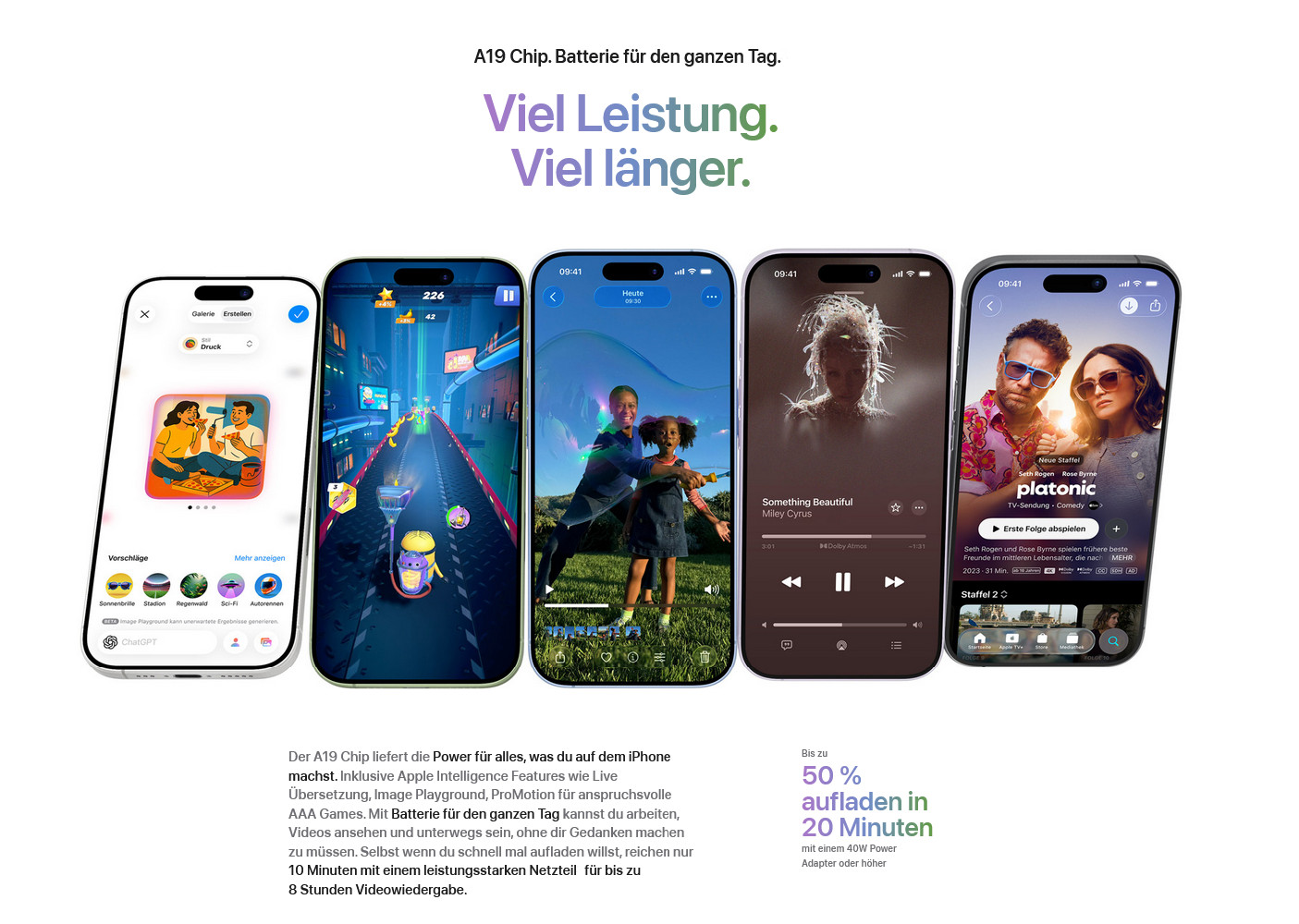 iPhone 17 mit A19 Chip und schneller Ladefunktion bis 50 Prozent in 20 Minuten