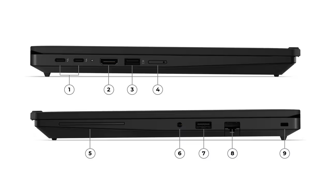 Übersicht Anschlüsse Lenovo ThinkPad T14 Gen 7: