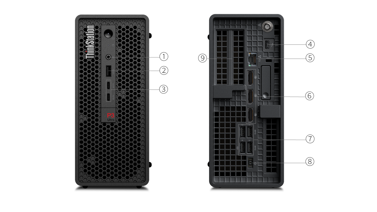 Übersicht Schnittstellen Lenovo ThinkStation P3 Ultra SFF Gen 3