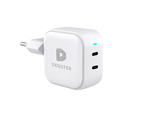 DEQSTER Double Charger 45W, EU-Plug (Type-C), White