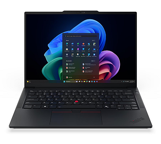 Frontansicht des geöffneten Lenovo ThinkPad E14 Gen 8 Intel 21Y6000FGE mit 14 Zoll Display und deutschem Tastaturlayout.