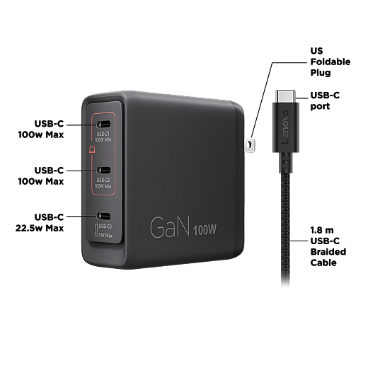Lenovo Multi-Port USB-C 100W GaN Ladegerät