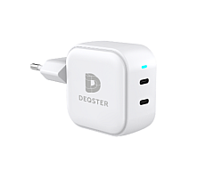 DEQSTER Double Charger 45W, EU-Plug (Type-C), White
